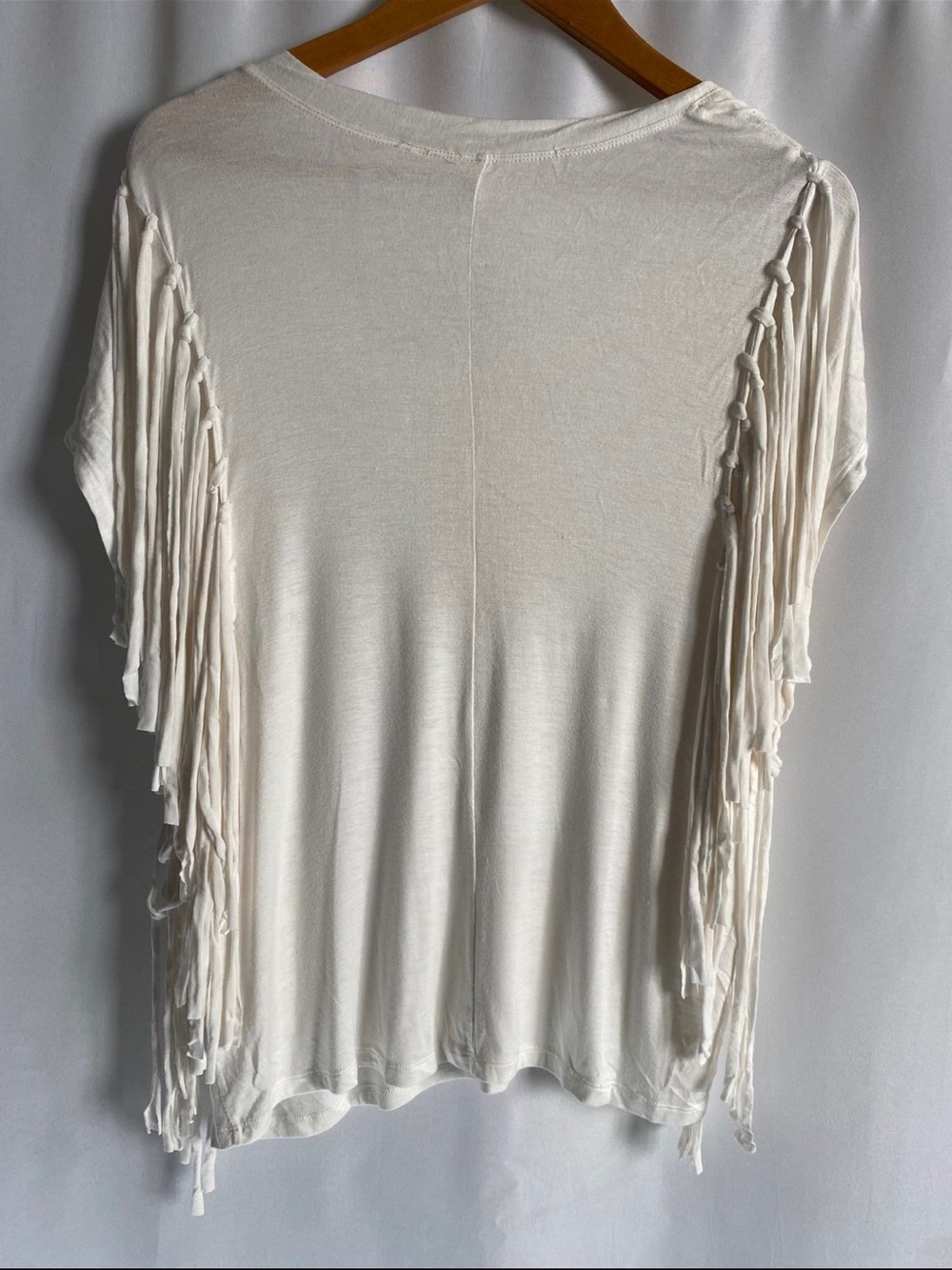 Chelsea & Violet Ivory Fringe Scoop Neck Boho Top - Picture 2 of 3